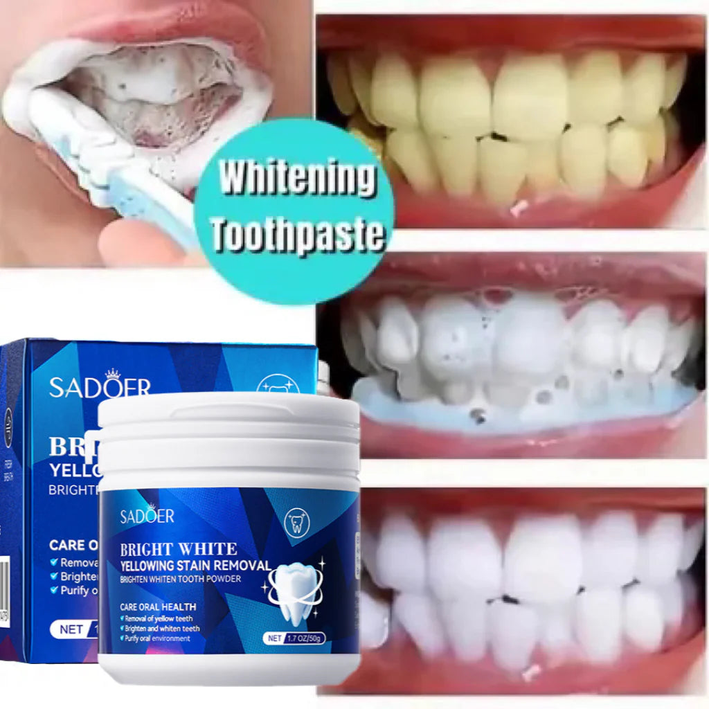 🦷 Sadoer Bright White – Poudre Blanchissante Anti-taches Jaunes